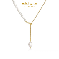 Miniglam Maggie Pearl Drop Gold Chain Necklace สร้อยคอสเตนเลสสตีลสีทองและไข่มุก