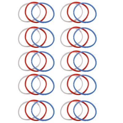 30x Silicone Sealing Ring for Pressure Cooker Pot, Fits 5 or 6 Quart Models, Red, Blue and Common Transparent White
