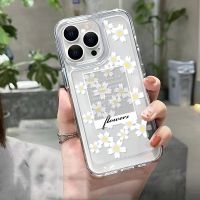 For IPhone 14 Pro Max IPhone Case Thickened TPU Soft Case Clear Case Shockproof The White Daisy Compatible with For 13 Pro Max