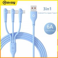 Lyra 66W 3in1 6A เร็ว,สายชาร์จข้อศอก90องศา USB ข้อมูลซิลิโคนเหลว Type-C สายสำหรับ IPhone Samsung Huawei