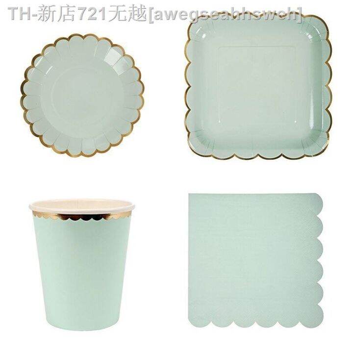 cw-disposable-paper-plate-cups-hot-stamping-dessert-plates-tableware-wedding-happy-birthday-supplies