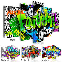 Five Piece Wall Art Poster Fashion Color Creative Graffiti Football Canvas Painting Modern Home Living Room Decoration Picture