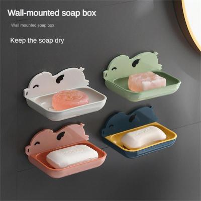 Soap Box Shelf Bathroom Double-Layer Contrast Color Creative Draining Storage Rack Household Wall-Mounted Punch-Free Soap Box Soap Dishes