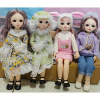 30cm BJD Doll 16 3D Eyes Dress Up With makeup Fashion Casual Clothes hat Cartoon bunny Princess Baby Dolls Toys for Girls Gift