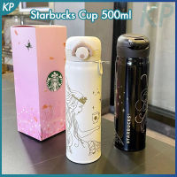 Starbuck Tumbler Thermos Cup 500Ml Mermaid Bounce Cup Gift Box Korean Bounce Cover Cup 304 Stainless Steel