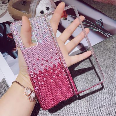 เคสแข็ง ประดับเพชร พลอยเทียม แวววาว แฮนด์เมด 3D สําหรับ Samsung Galaxy Z Fold 4 Fold 3 Fold 2