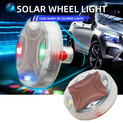 24PCS Car Waterproof Solar Led Valve Cap Lights Flash Wheel Rim Light for Auto Car Decoration RGB Atmosphere Lamp Nozzle Cap