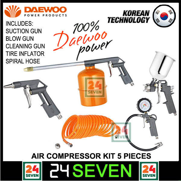 [ READY STOCK ] Daewoo Air Compressor Kit 5pcs Spray Gun 500ml Engine