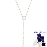 S High Quality Necklace Rose Gold Plated Pearl Necklace Beautiful Gift Box Free Shipping