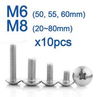 10pcs/lot Cross Recessed Truss Head Machine Screw M6 50 55 60mm M8 20- 80mm Mushroom Big Flat Head 304 Stainless Steel Phillips