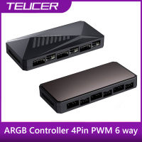 TEUCER ARGB Controller 4Pin PWM 5V 3Pin ARGB พัดลมระบายความร้อน Hub สำหรับ1ถึง6 Multi Splitter AURA Fan Cooler Extension Cable Adapter