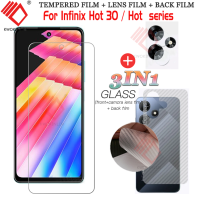 (3 In 1)For Infinix Hot 30 30i 30Play Hot 20s 12 11 10 9 Play Hot 12 11 10 9 8 Hot 20i 12i 10i Hot 11s 10s  ฟิล์มกระจกนิรภัย Tempered Glass ฟิล์มกระจกกันรอยกล้องหลัง+เลนส์กล้องถ่ายรูปฟิล์ม + 3D คาร์บอนไฟเบอร์ด้านหลังฟ