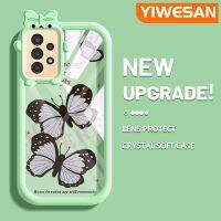 YIWESAN เคสปลอกสำหรับ Samsung A13 5G เคส A04s ลายการ์ตูนผีเสื้อสีดำหลากสีมาการองเคสโทรศัพท์โปร่งใสนิ่มกันกระแทกสุดสร้างสรรค์เคสซิลิโคนใสรูปป้องกันเลนส์กล้องมอนสเตอร์น่ารัก