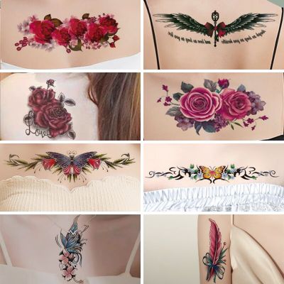 Cesarean section scar tattoo stickers waterproof womens long-lasting abdomen waist navel stickers sexy stretch marks roses