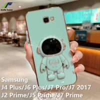 JieFie นักบินอวกาศสำหรับ Samsung Galaxy J7 Prime / J4 Plus / J6 Plus / J5 Prime / J2 Priem / J7 2017 / J7 Pro Chrome ชุบ Soft TPU + วงเล็บ