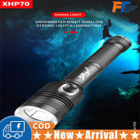 ไฟฉายดำน้ำ Xhp70 3ระดับ1500-1800 Lumens Professional Waterproof Super Bright Night Fishing Torch