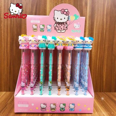 Sanrio ดินสอ56ชิ้นน่ารักลาย Hello Kitty เวอร์ชั่นเกาหลีซิลิโคนแมวสีนักเรียนอุปกรณ์การเขียนของขวัญสำหรับเด็ก