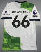 (Player) เสื้อบอล ทีมลิเวอร์พูลเยือนเขียว เกรดนักเตะ ปี 2023/2024 ชื่อเบอร์ ALEXANDER-ARNOLD 66 อามพรีเมียร์ลีค NOROOMFORRACISM EXPEDIA