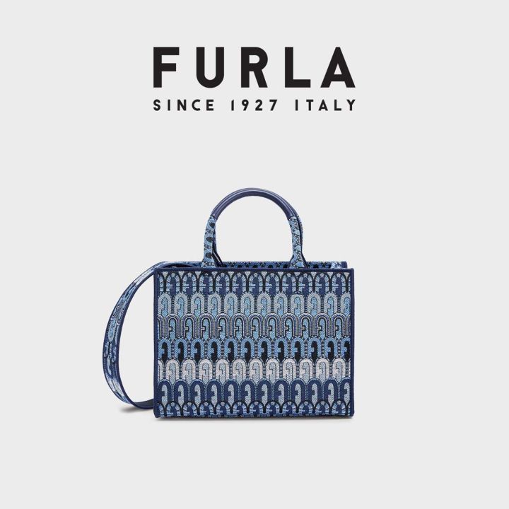 Furla Opportunity S Shopping Bag In Jacquard Fabric in White