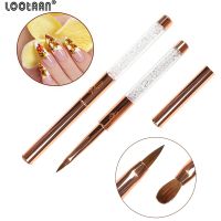 Lootaan Rose Gold Acrylic Nail Brush Professional Kolinsky Sable 3D Nail Art Brushes UV Gel Carving Pen for Manicure Size 2 Artist Brushes Tools