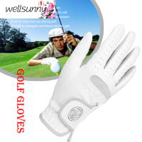 Wellsunny ถุงมือกอล์ฟเครื่องแต่งกายระบายอากาศผ้าใยเป็นพิเศษสำหรับผู้ชาย1ชิ้นถุงมือกอล์ฟ