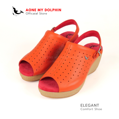 Aone My Dolphin[ลิขสิทธิ์แท้] WD63 - (เจาะรู) รองเท้าส้นสูง รองเท้าเพื่อสุขภาพ รองเท้าหนังแท้ พื้นนุ่มพิเศษใส่สบายเท้า