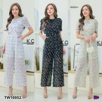 TT16952 จั้มขายาวทรงครอป เชือกเอว ซิปหลัง Long jumpsuit, cropped shape, waist drawstring, back zip ..