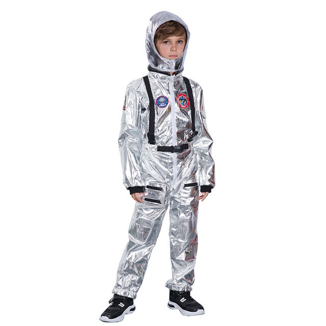 เด็ก-nasa-นักบินอวกาศเครื่องแต่งกายคอสเพลย์ฮาโลวีนเด็กนักบินอวกาศเสื้อคลุมหลวม-ๆกับหมวกกันน็อค