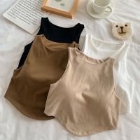 ▨┇ 2023 Summer Korean Version Slim-Fit Solid Color Top No Steel Ring With Chest Pad Short Sleeveless Tube Camisole Women