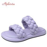 Aphixta 2022 New Purple Bread Cross Flip Flops Women Platformform With Summer Slippers Fashion Peep Toe Women Mules Slides