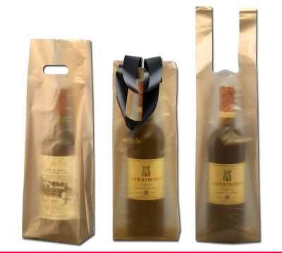 50pcs Gold Single Double Red Wine Handle Bag Plastic Waterproof Gift Tote Bag Beer Drink Packaging Box Champagne Bottle Gift Bag