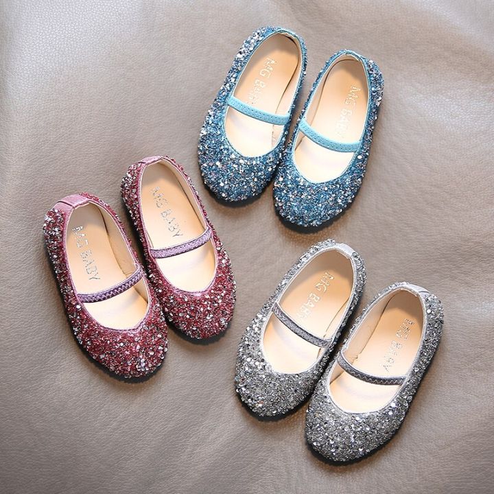 ulknn-girls-leather-shoes-princess-2023-spring-new-non-slip-soft-bottom-wear-resistant-little-baby-sequined-childrens-shoes