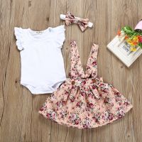 ✖♈ Conjunto de macacão e manga curta recém-nascido roupa menina vestido floral macacão roupas infantis fofas verão 2022