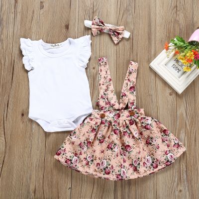 ✖♈ Conjunto de macacão e manga curta recém-nascido roupa menina vestido floral macacão roupas infantis fofas verão 2022