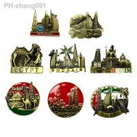 Fridge Magnet Souvenir Metal Craft Decorative Magnets Sticker Dubai Shanghai Egypt Sikkim Architectural Monuments Country Decor