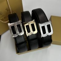 BURBERRYY เข็มขัดหนัง Simple Metal Knight Letter Smooth Buckle Casual Men S Belt