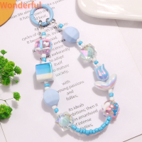 ?【Lowest price】Wonderful พวงกุญแจลูกปัดข้าวหลากสีทำมือทำจากอะคริลิคสำหรับฤดูร้อนสายห้อยโทรศัพท์มือถือสายคล้องข้อมือทำมือแบบทำมือเชือกสำหรับเป็นของขวัญ