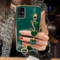 Love Heart Bracelet Plating Case On For Samsung Galaxy A51 A71 4g A31 M51 M31 A12 A21s A50 A70 A30 Chain Silicone Cover A 51 71 Phone Cases