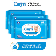 Combo 3 Khăn ướt Caryn công thức kháng khuẩn 100 Miếng Gói Bao bì thay đổi