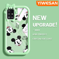 "YIWESAN ปลอกสำหรับ Samsung Galaxy A51 4G A51 5G A52s A52 M40s 5G เคสกระแสแฟชั่นแบรนด์ Mickey Mouse Softcase น่ารัก Tpu เคสเคสกันกระแทกกรอบสีกล้อง"