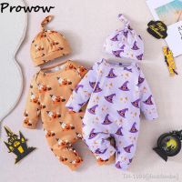 ¤✷ Prowwow-meu primeiro macacão de bebê halloween 0 a anos roxo com estampa bruxa chapéu traje para recém-nascido