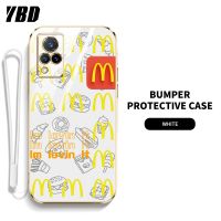 YBD เคสสำหรับ Vivo V21 4G 5G V21E 4G Y73 2021 โทรศัพท์ดีไซน์ของแมคโดนัลด์ปกป้องเลนส์สุดหรูชุบ6D อย่างนุ่มนวล