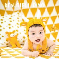 3x Attractive Newborn Party Costume Baby Girls Boy Photo Props Cute Knitted Outfit Yellow Cow Doll Hat Set Clothing Gift QX2D