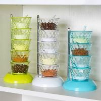 hotx【DT】 4/5-Layer Rotating seasoning box Multi-layer Seasoning Storage Can Spice Jar accessories