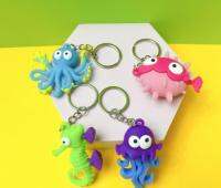 Hot creative soft marine animal keychain simulation octopus hippocampus gift pendant