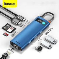 jianzhifen Baseus 8 In 1 USB Type C ฮับ USB USB C ถึง4K HD RJ45 PD Sd/tf USB หลากหลาย USB 3.0ฮับต่อพ่วงสำหรับ MacBook Pro แท่นวางคอมพิวเตอร์ Station Splitter