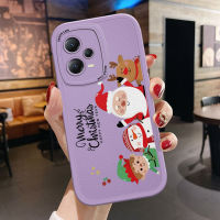 เคสโทรศัพท์สำหรับ Redmi Note 12 5G Xiaomi Poco X5 5G บางเฉียบผิวสัมผัสซานต้าคริสมาสต์การ์ตูนมนุษย์หิมะกวางเอลค์หลังหนังเคสซิลิโคนนิ่ม PU ปกหนังเคสโทรศัพท์