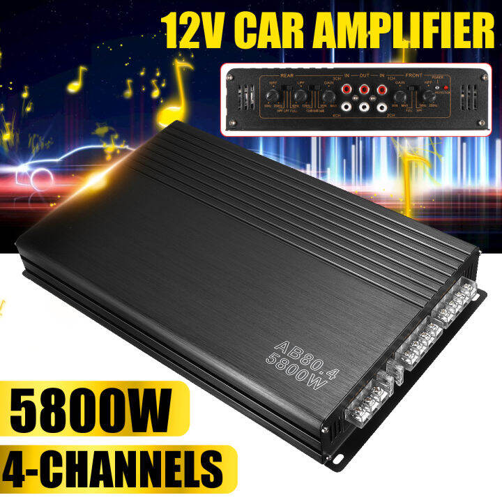 4 Channel 5800W DC 12V Class A/B Car Power Amplifier Subwoofer Stereo