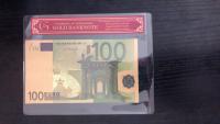 ธนบัตรทองปลอมธนบัตรยูโร100ยูโรกระดาษฟอยล์สีทองบริสุทธิ์เงินธนบัตรพร้อมกรอบ COA สำหรับใส่ธนบัตร