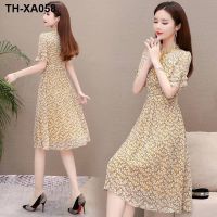 Mothers dress summer dress chiffon print dress female 2020 summer new short-sleeved fashion temperament Korean version mid-length